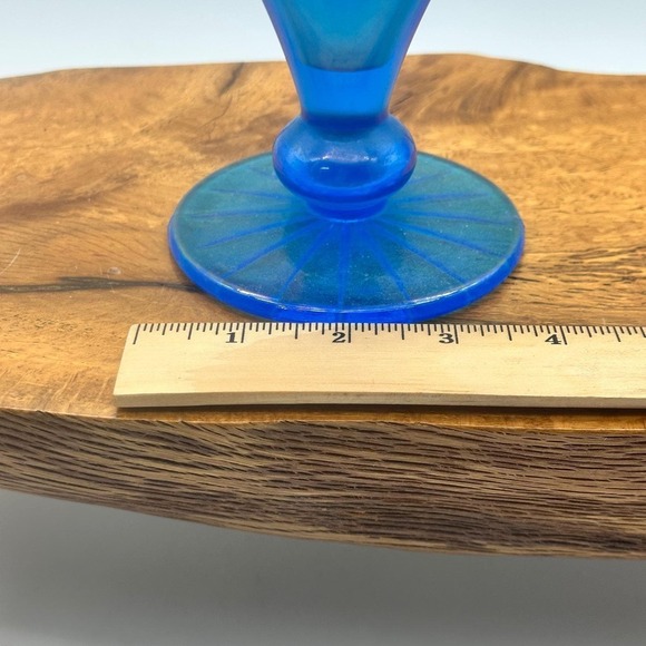 Turquoise Opaque Glass Fan Vase - Picture 6 of 7